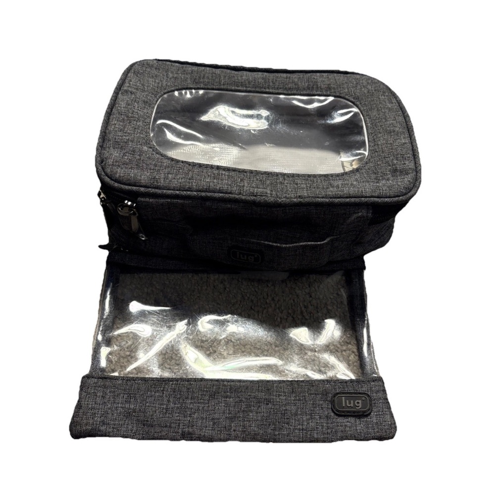 Lug Insulated Travel Container & Clearview Toiletry Make Up Bag 2 Piece Gray Set